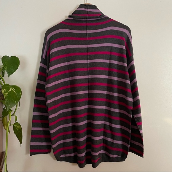 DKNY Jeans Striped Cotton Cashmere Blend Funnelneck Sweater Size XL - Picture 11 of 12